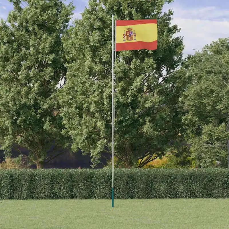 Drapeau espagnol avec mât en aluminium de 6,23 m, expédition depuis un entrepôt local