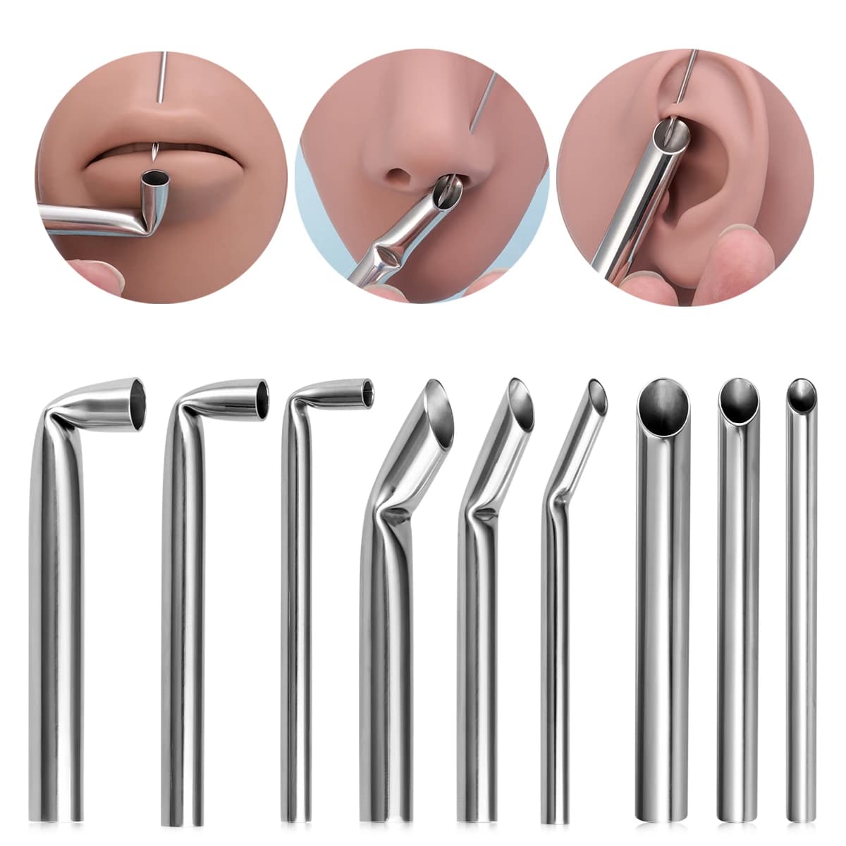 Tube de réception de perçage en acier inoxydable 304L, accepte les aiguilles, Tube de réception d'aiguilles, bijoux pour le corps, outil de