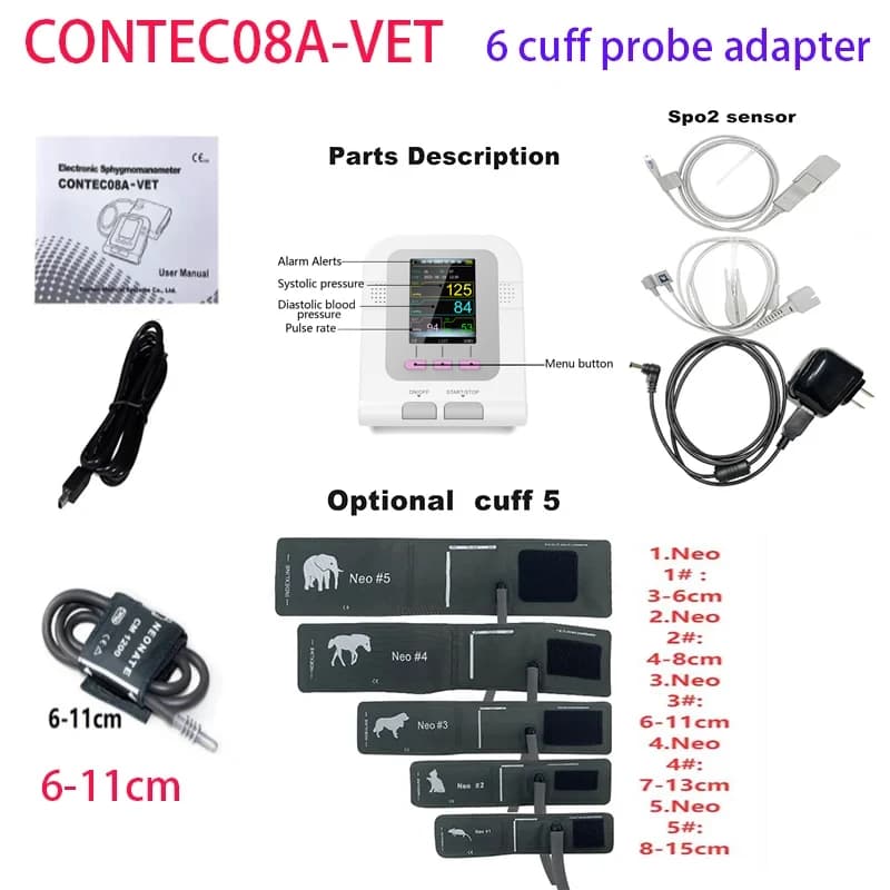 CONTEC08A vétérinaire utilisation sphygmomanomètre électronique numérique pression artérielle vétérinaire utilisation moniteur animaux chien
