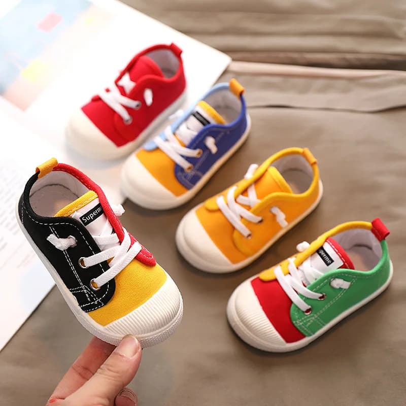 Garçons toile chaussures baskets filles chaussures de Tennis à lacets chaussures pour enfants enfant en bas âge jaune Chaussure Zapato
