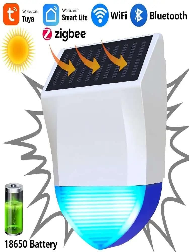 Tuya Smart pour Zigbee, alarme sirène WiFi, étanche, extérieur avec alimentation solaire et USB, télécommande en option, 95dB