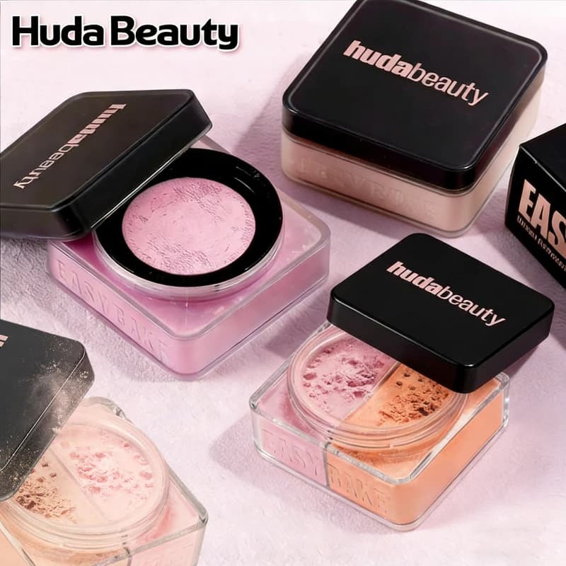 Poudre Libre Huda Beauty Fixatrice Cuissonnée Longue Tenue Contrôle Sébum Maquillage Professionnel Matifiante Imperméable Éclaircissante