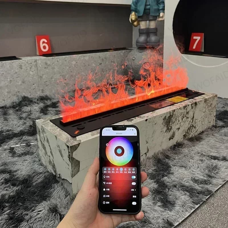Cheminée à atomisation 3D pour salon, flamme artificielle multicolore, cheminée électronique, télécommande, vapeur d'eau