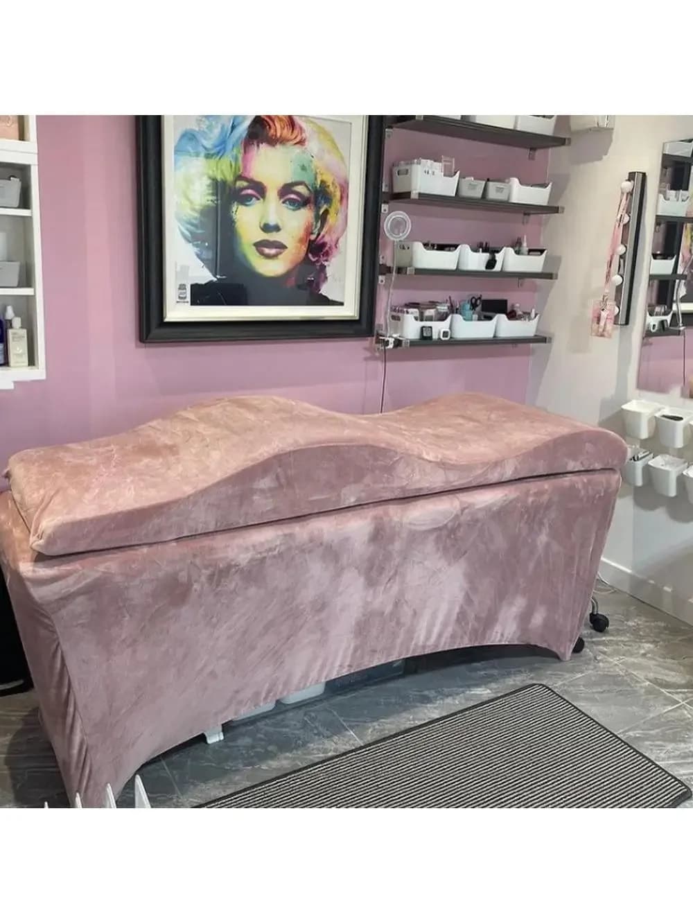 Dessus de lit et couvre-lit à cils, coussin de table de massage ergonomique et incurvé, matelas à cils pour salon de beauté personnalisé