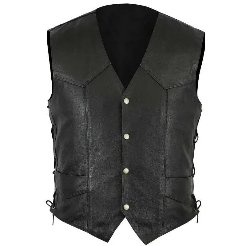 Veste en cuir rétro pour homme - haut sans manches - style disciplinaire - chevalier médiéval - veste de cyclisme - veste hip-hop