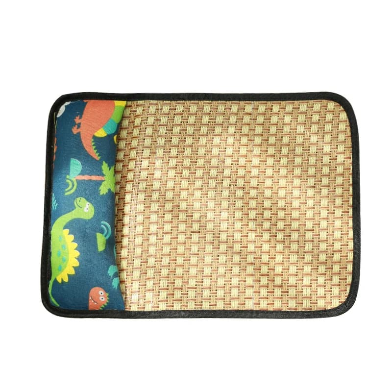 Tapis rafraîchissant d'été pour animaux de compagnie avec oreiller, tapis de couchage en rotin respirant et confortable, nid universel pour chats
