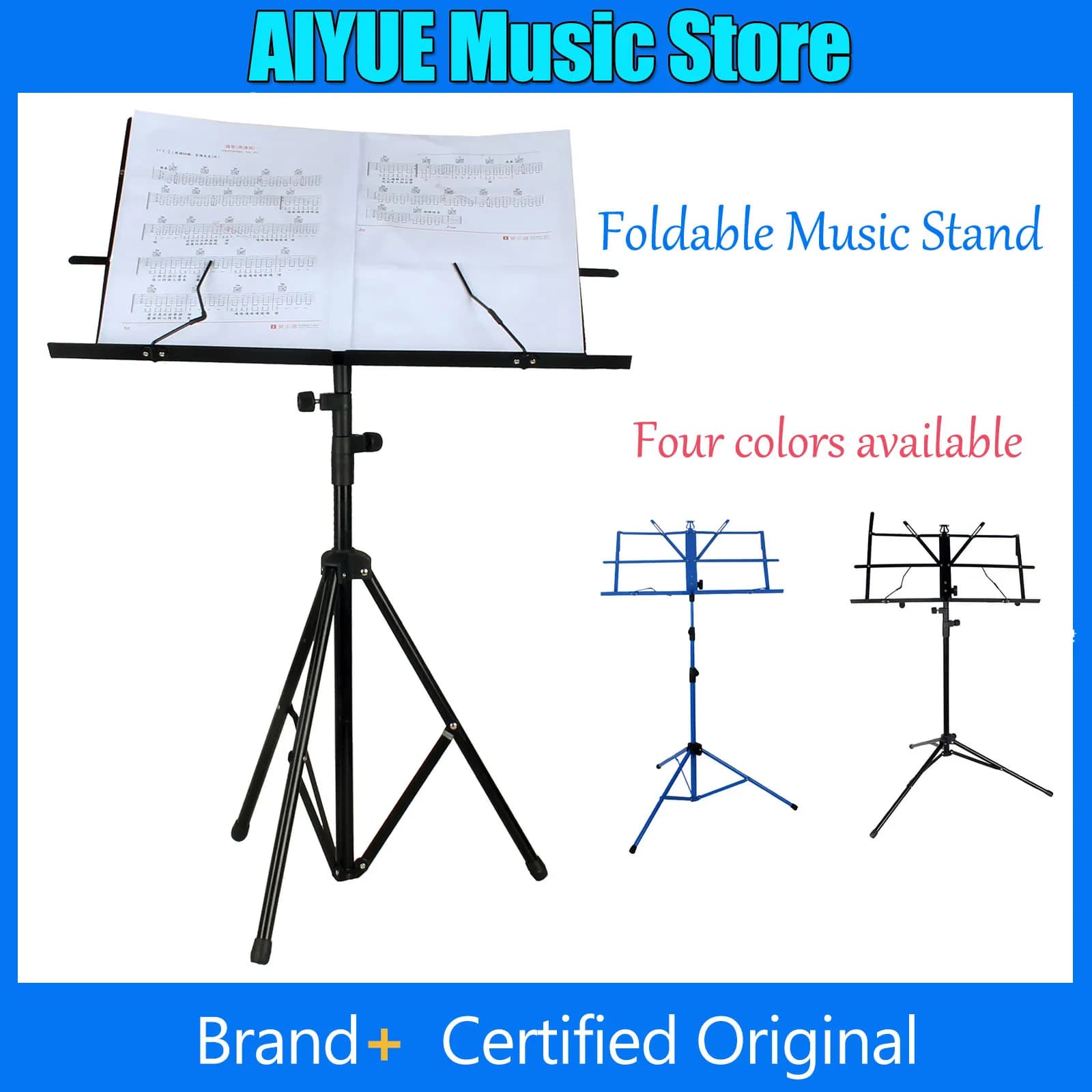 Pupitre de musique pliable en acier inoxydable, support de partition réglable pour bureau avec sac, accessoires pour instruments de musique