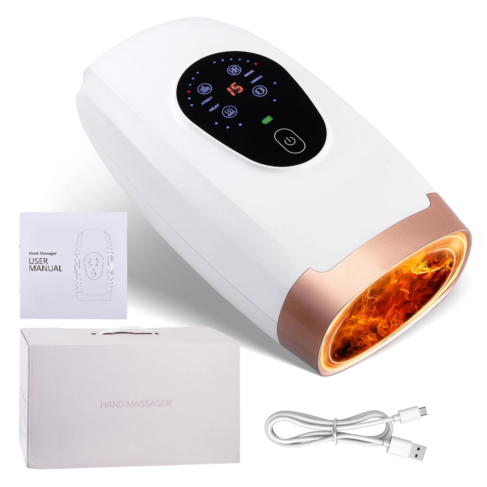 Appareil de Massage électrique sans fil pour les mains, Compression de l'air thermique, Machine de Massage de la paume, beauté des doigts, poignet,