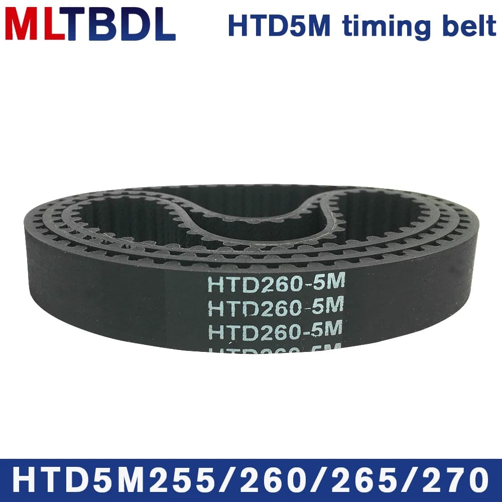HTD 5M courroie de distribution 255/260/265/270mm longueur 10/15/20/25mm largeur 5mm pas poulie en caoutchouc dents de courroie 51 52 53 54 courroie