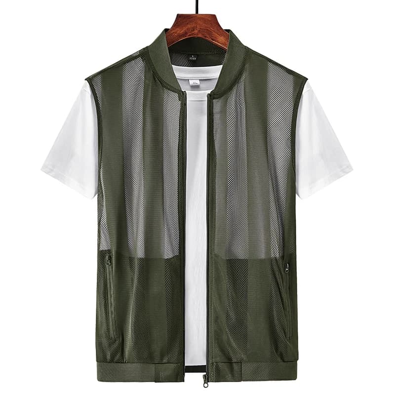 Gilet en maille creuse pour hommes, manteau de sport de plein air respirant, design de haute qualité, émail de loisirs, été