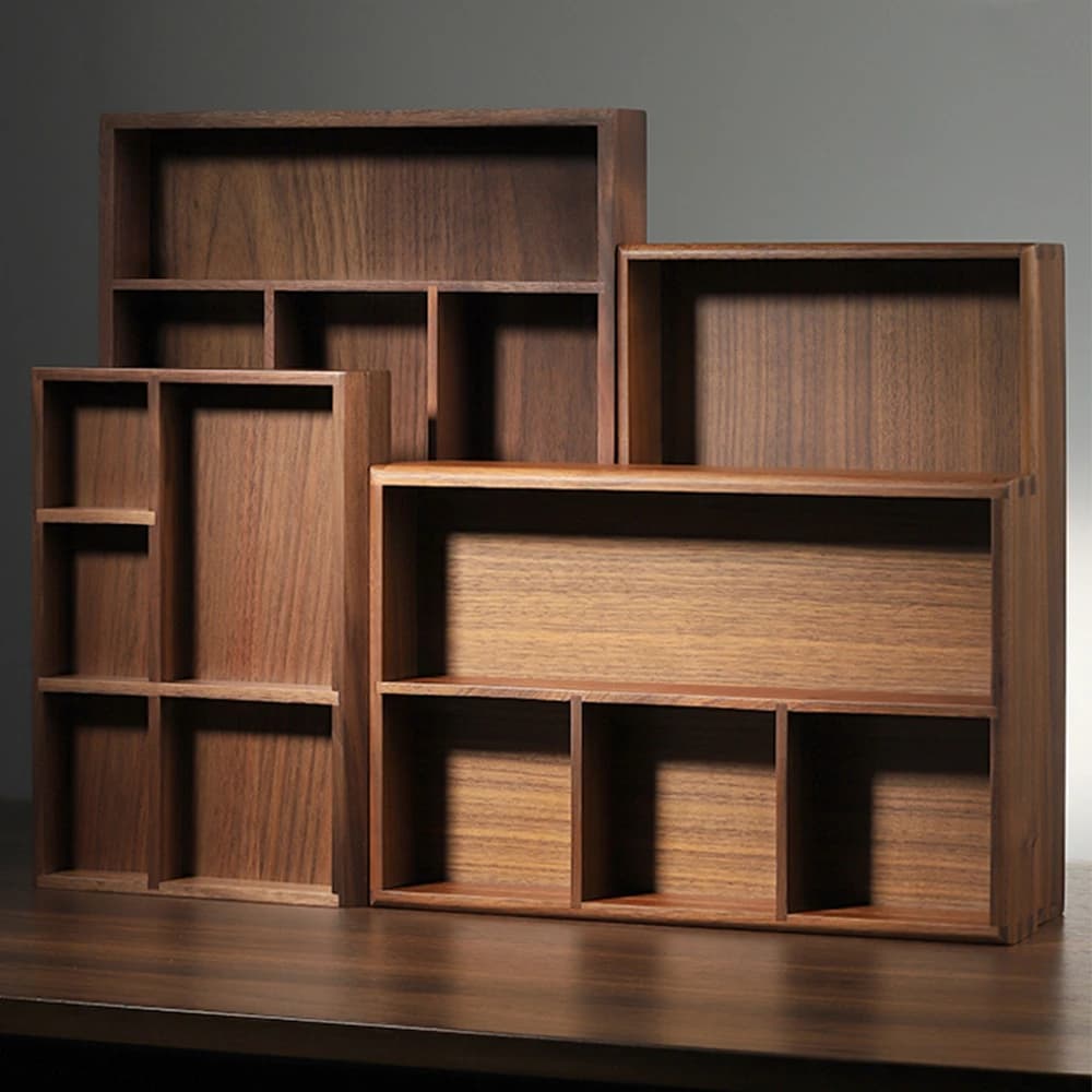 Boîte de Rangement en Bois Massif Brochure Noire pour Table à Thé Alberoise Salon Bureau Clé Bijoux Service à Thé