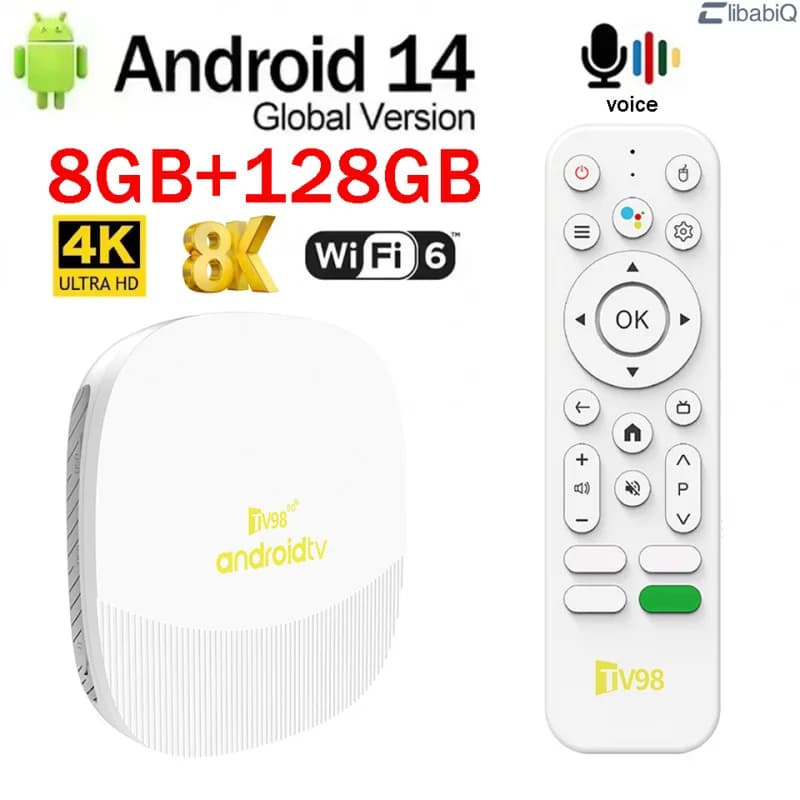 Boîtier TV TV98 ATV Max Allwinner H313 8GB 128GB 4G 5G Wifi6 BT5.0 HD 8K 4K Lecteur multimédia intelligent HD Contrôle vocal Android 14 iptv
