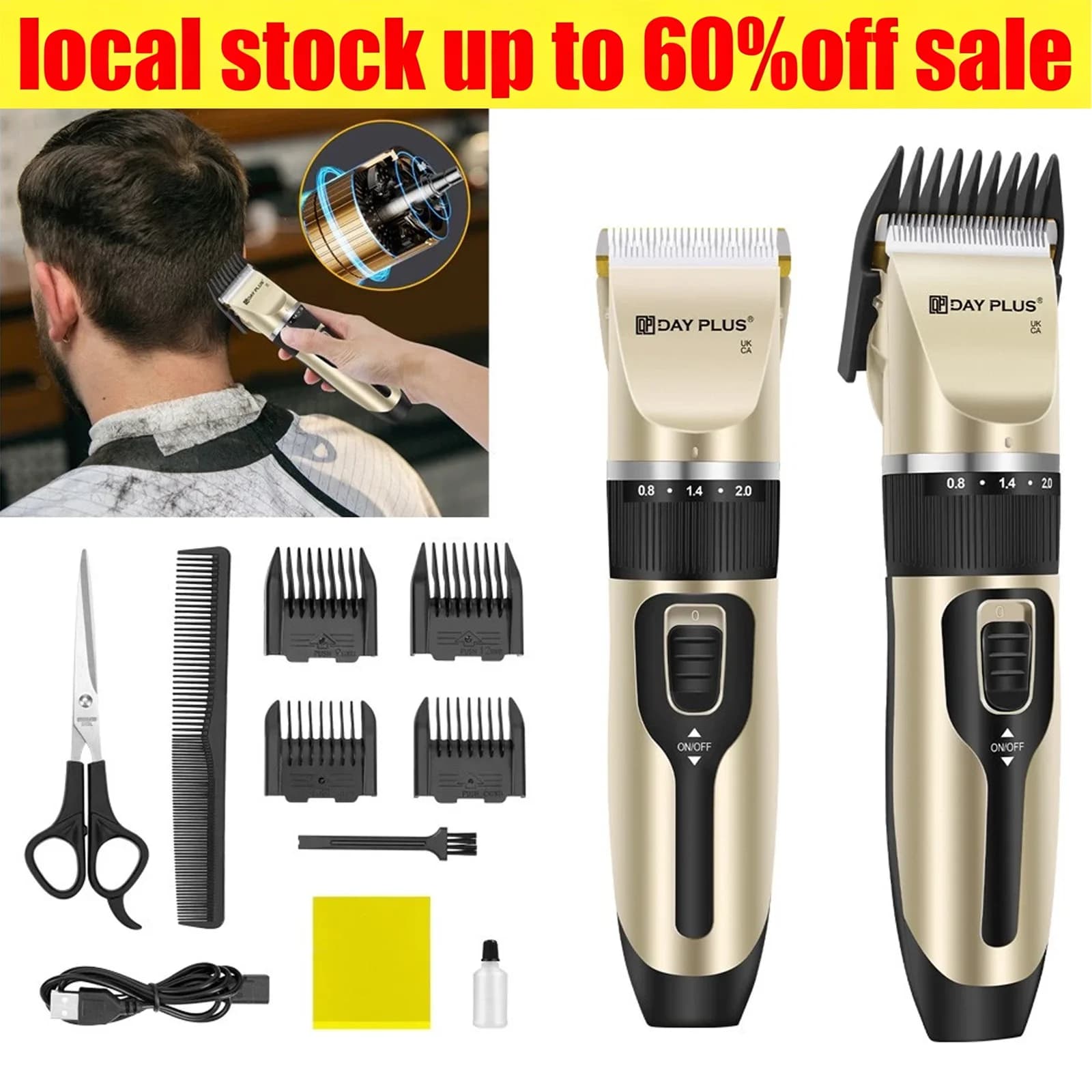 Tondeuse multifonctionnelle pour cheveux et poils du corps, tondeuse de précision sans fil, tête de coupe ultrasonique de 90 minutes, adaptée aux