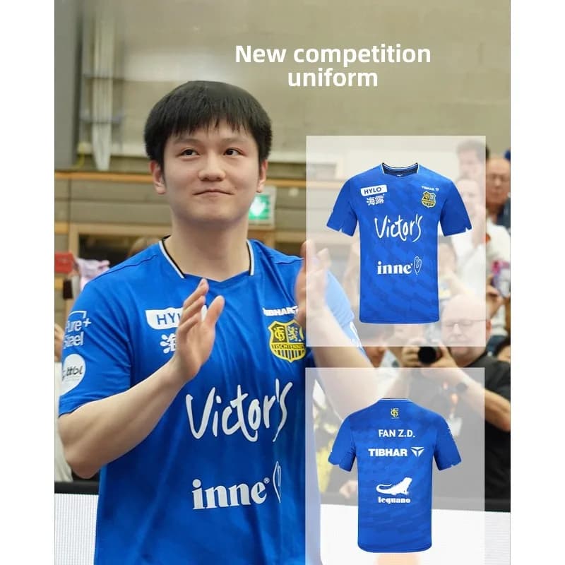 Vêtements de sport de tennis de table TIBHAR, combinaison à manches courtes Fan Zhendong, même style que les vêtements d'entraînement de la ligue