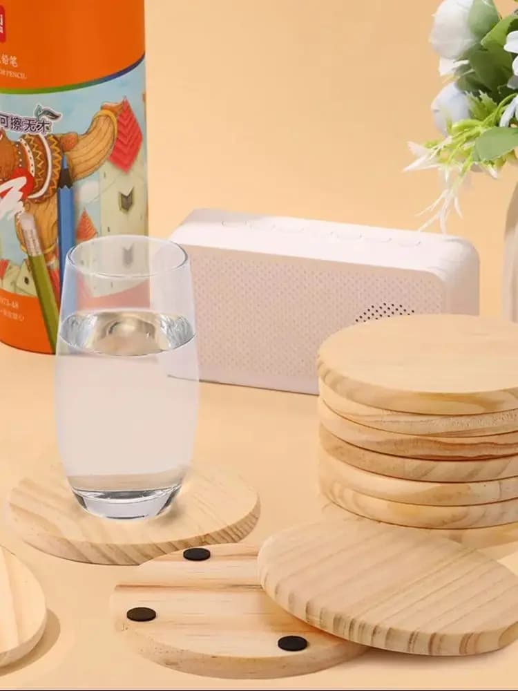 Ensemble de 3/5/10 sous-verres ronds en bois non finis pour travaux manuels et décoration intérieure, diamètre de 4 pouces, matériau en bois