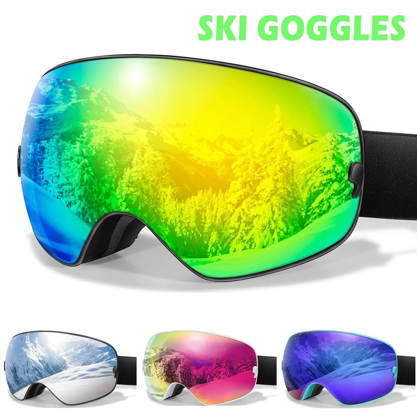 Lunettes de ski antibuée pour hommes et femmes, ski, snowboard, sports de plein air, protection UV