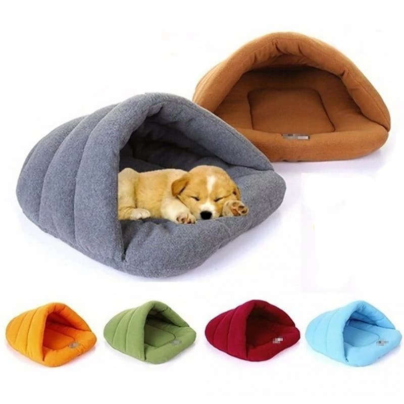 Lit grotte pour chien, polaire épaisse, chaud et doux, en forme de pantoufle, pour chiots, chats, tente, tapis de couchage, nid triangulaire