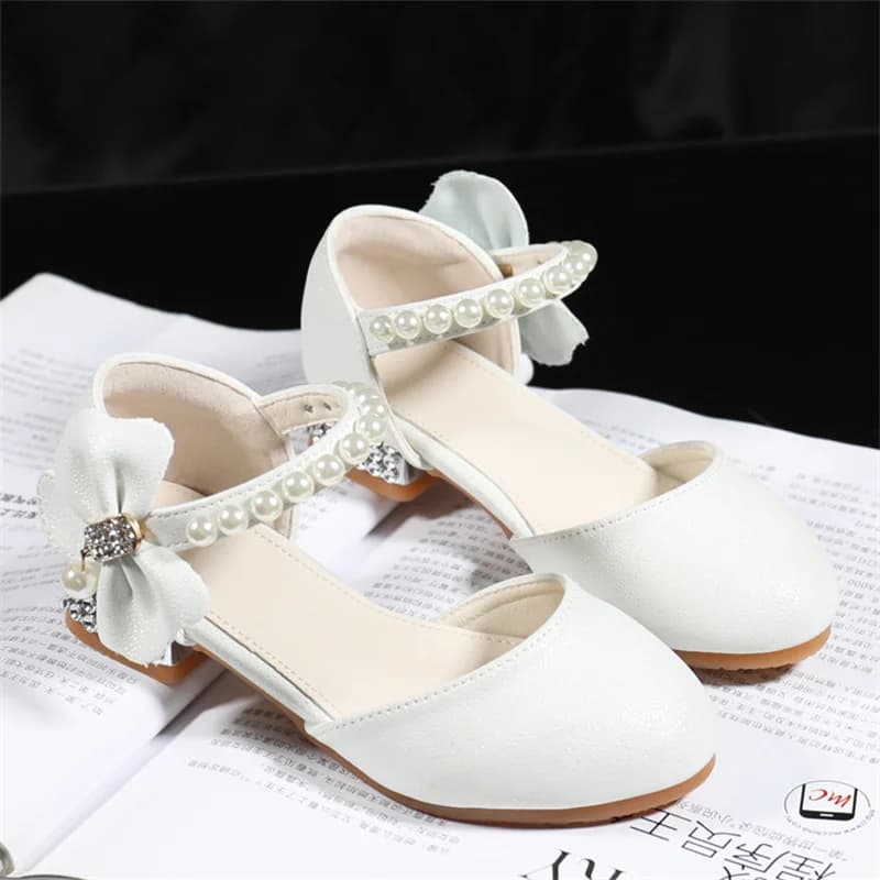 Chaussures de princesse en cuir blanc à talons hauts pour enfants, sandales de danse Mary, chaussures à essence pour tout-petits, robe d'étudiant,