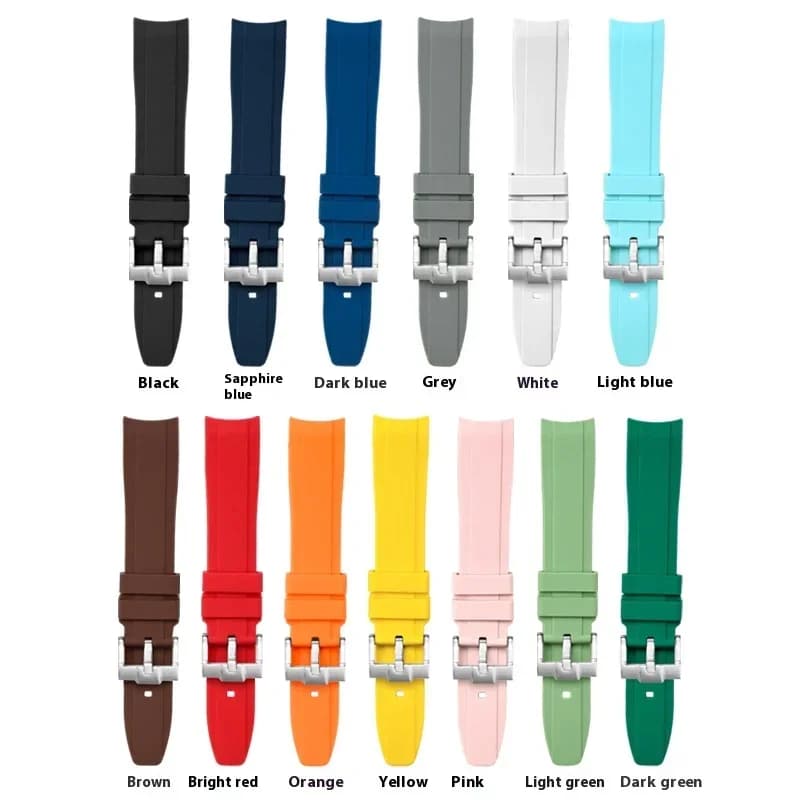Bracelet en Silicone à haute résistance pour hommes et femmes, 18/19/20/21/22mm, extrémité incurvée universelle, boucle papillon, Bracelet de