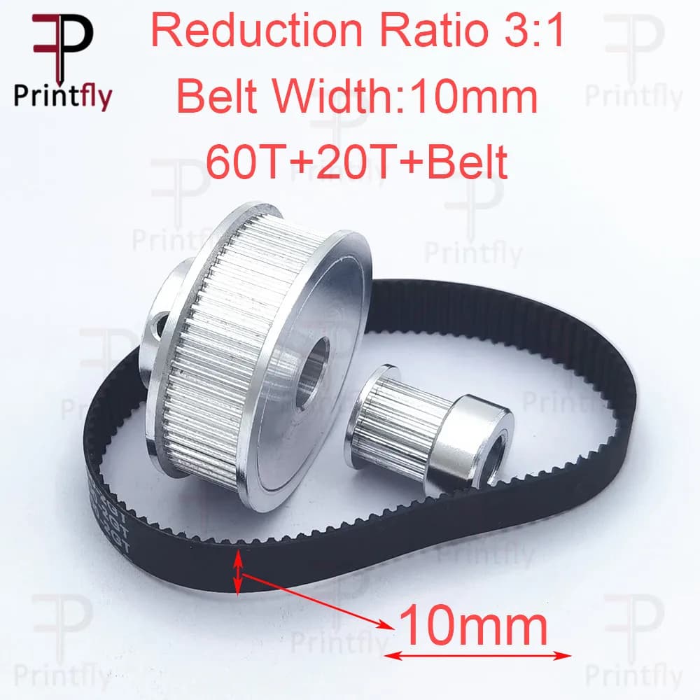 Printfly GT2 poulie de courroie de distribution 60 dents 20 dents 5mm/8mm réduction 3:1/1:3 largeur de courroie 6mm 10mm pour accessoires
