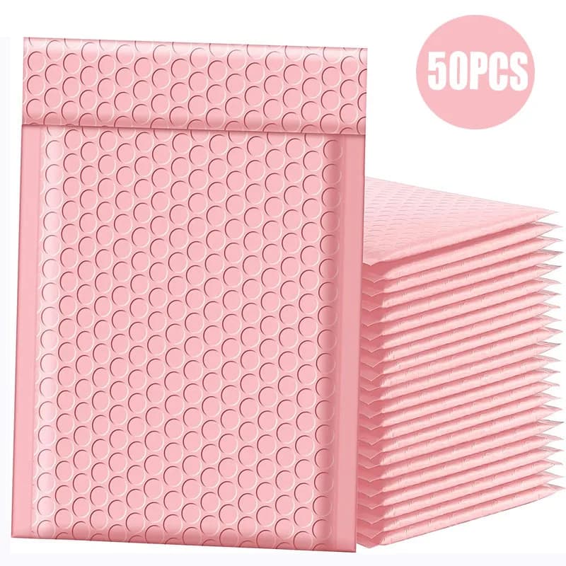 Lot de Sacs d'Emballage à Bulles Roses, Fournitures pour Petites Entreprises, Livraison de Produits GT, Enveloppe d'Expédition, 50 Pièces