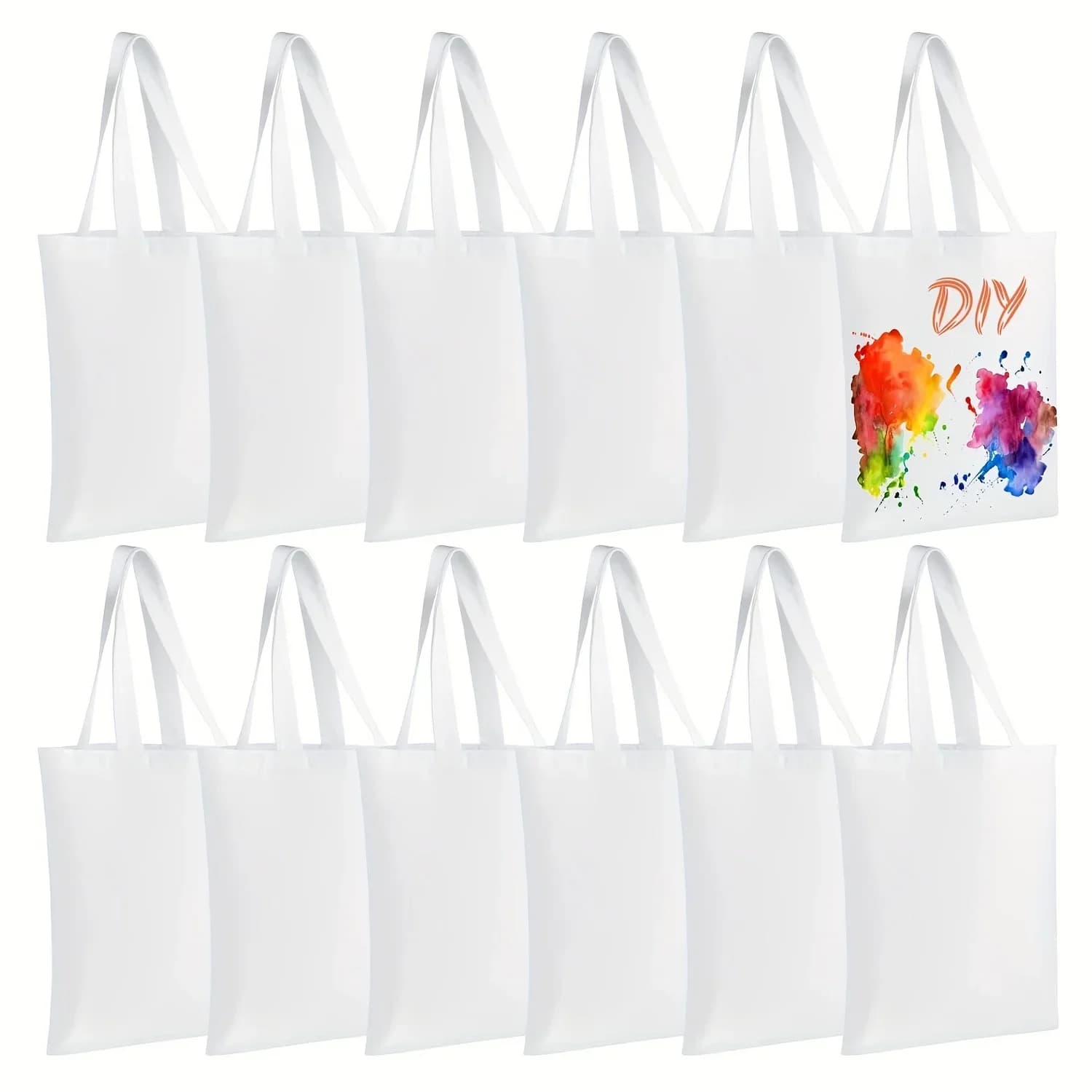 Lot de 6 sacs fourre-tout vierges pour sublimation, sacs en toile réutilisables pour projets de transfert thermique, vinyle et presse