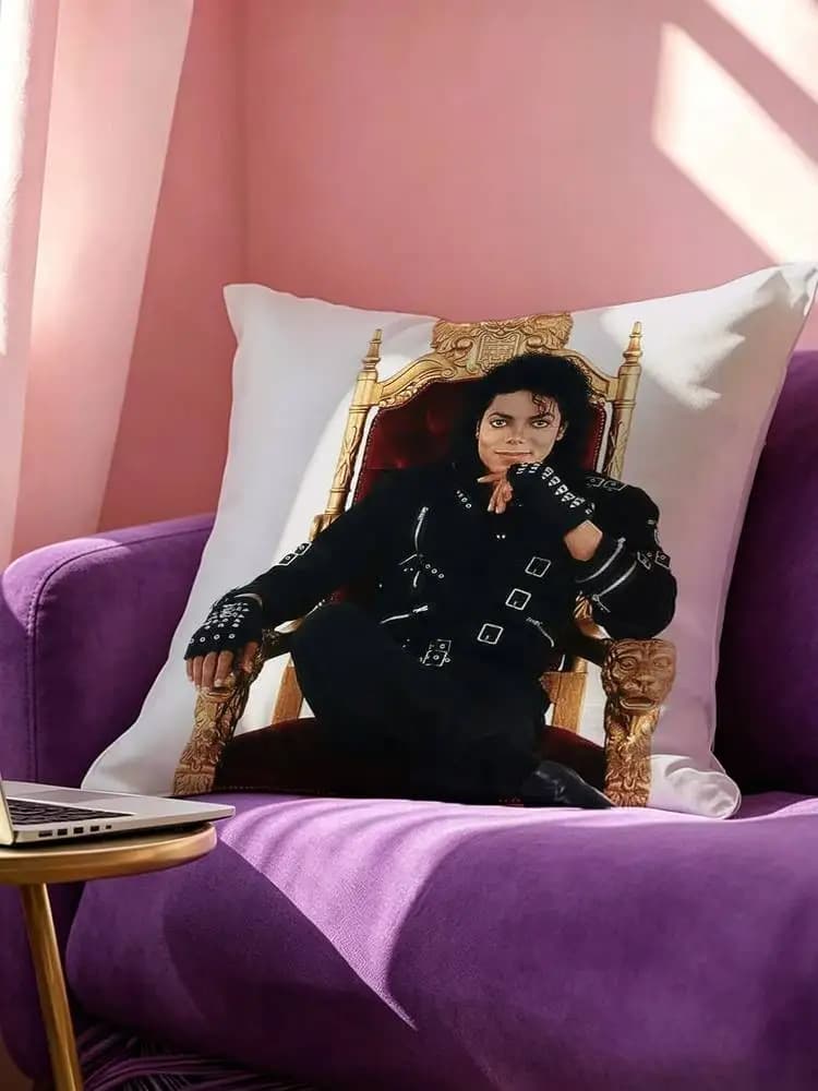 Michael Jackson Housse de coussin carrée double face en fer blanc pour canapé et chambre à coucher