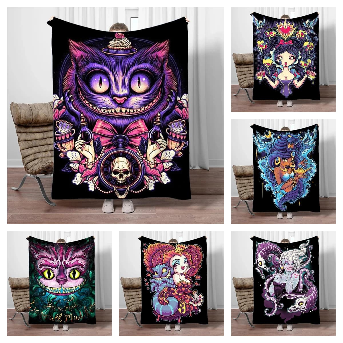 Couverture en flanelle douce et chaude pour enfants, motif chat du Cheshire, pour canapé, lit, bureau, idéale comme cadeau souvenir d'anniversaire