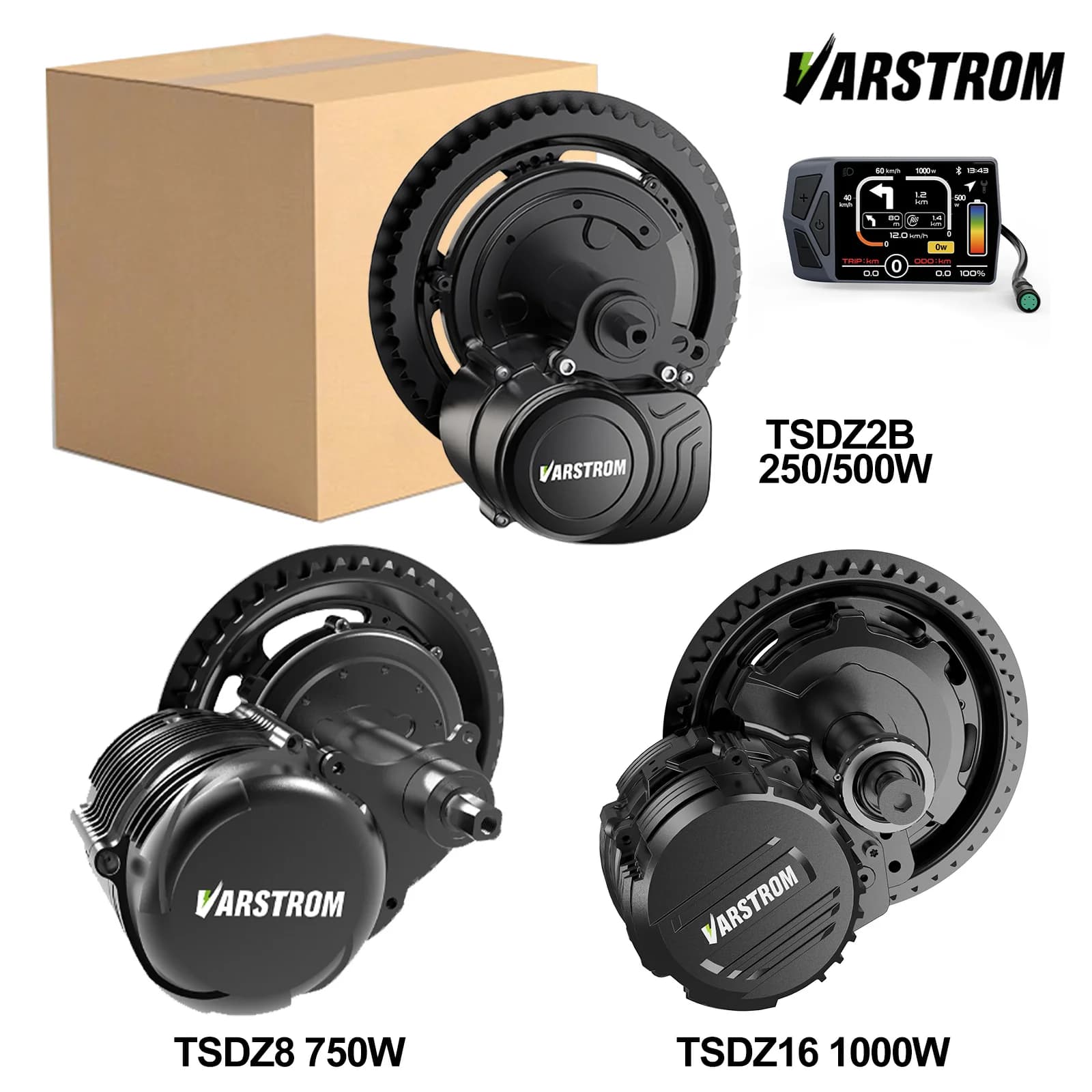 Kit moteur central Varstrom TSDZ8 TSDZ2B TSDZ16 - 48V 1000W 750W 500W 36V 250W pour vélo électrique avec capteur de couple et écran EKD01
