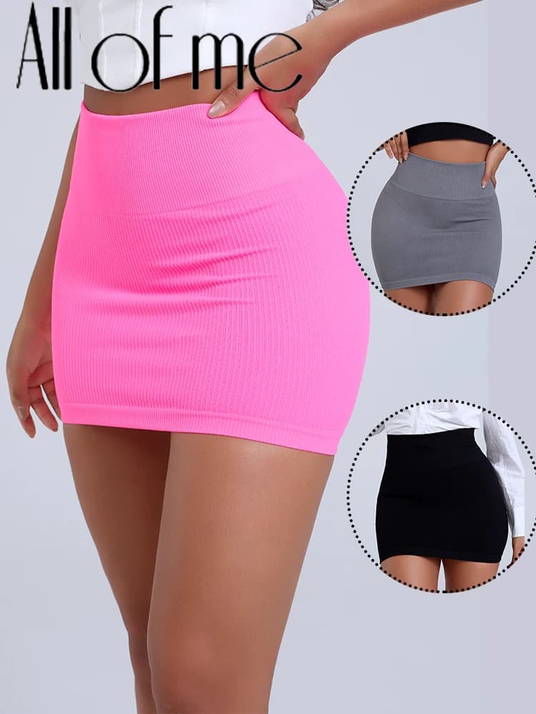 Mini jupe élastique taille haute pour femmes d'affaires, 1 pièce, noire, amincissante, tricotée, demi-corps, travail professionnel, nouvelle