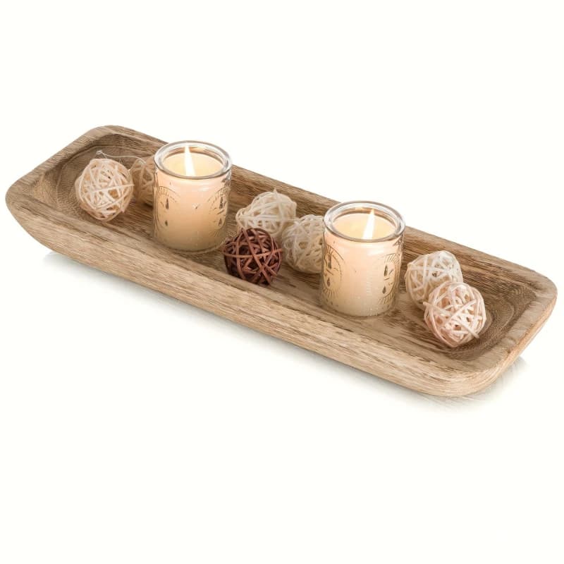 Bol en bois ovale pour pâte, plateau de présentation, bol de rangement pour bougies d'aromathérapie, base rectangulaire en bois pour bougies
