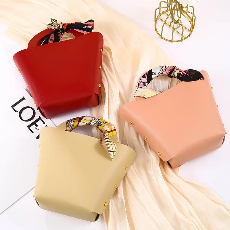 Boîte-cadeau en cuir rose 10 pièces, sac à main créatif en forme de tempérament, petite boîte-cadeau pour bébé, fête de noël, boîte à