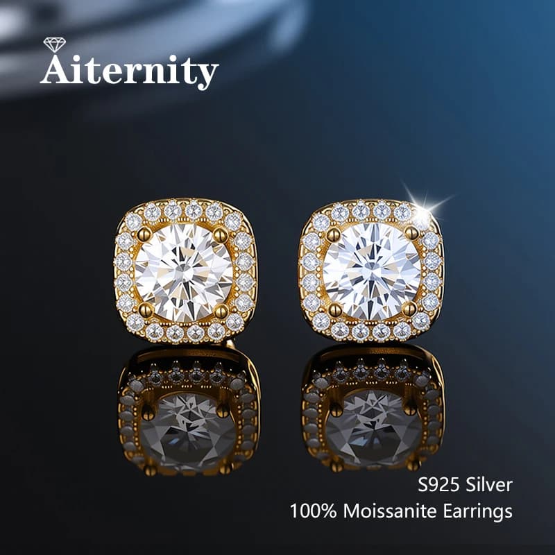 Boucles d'oreilles en argent Sterling 100% Moissanite S925, pour femmes et hommes, avec 2 certificats, stylo de Test en diamant, bijoux fins