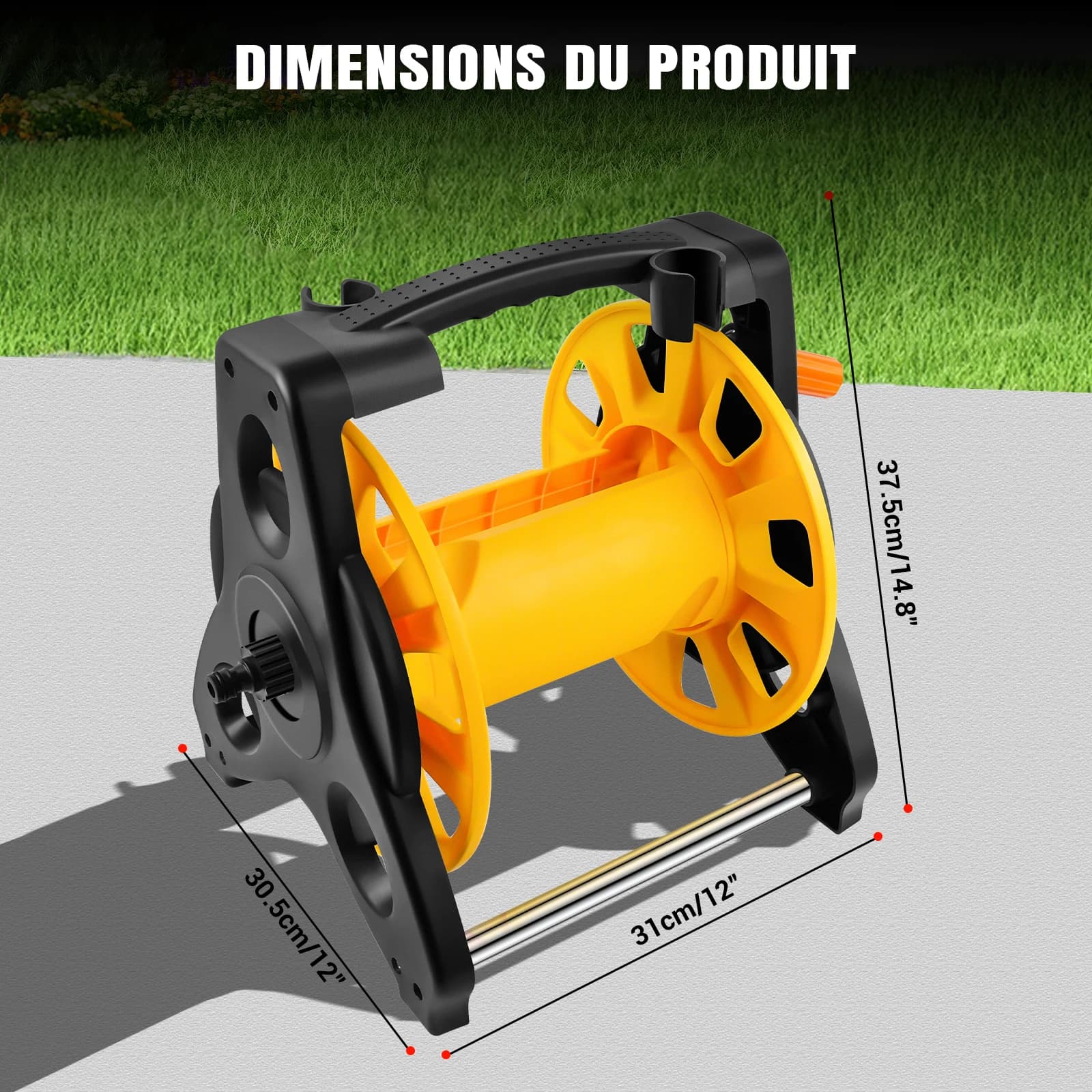 Base de dévidoir de tuyau minimaliste - Améliorez votre tuyau existant, 360° °   Roues et noyau ABS