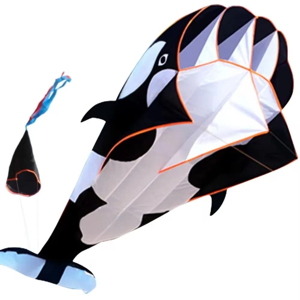 Grand cerf-volant baleine/dauphin de 2.2m, bon volant, ligne unique, cerf-volant souple à longue queue de 100 mètres, jouet volant en plastique