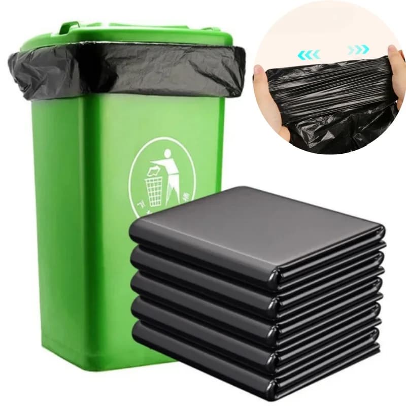 Sacs poubelles commerciaux noirs épais Extra Large, sacs poubelles plats et ouverts robustes pour utilisation d'assainissement en extérieur de