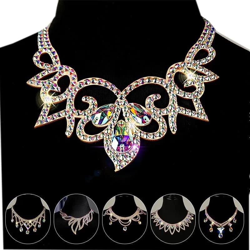 Collier de danse du ventre avec chaîne en strass pour femme adulte, haut de gamme, accessoires de compétition de Performance professionnelle sur