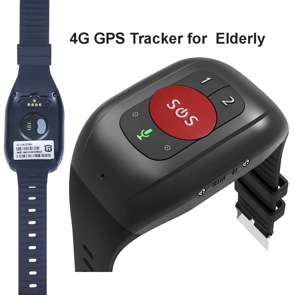 Montre connectée bracelet 4G LTE GPS 2026 pour personnes âgées avec capteur de température, appel d'urgence SOS et détection de chute