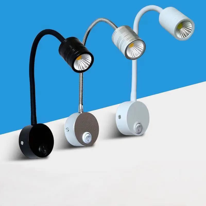 Lampe à Col de Cygne Flexible, Noir, 3W, 3000K, Murale, 220V avec Joli pour Chambres, Salon, Nik
