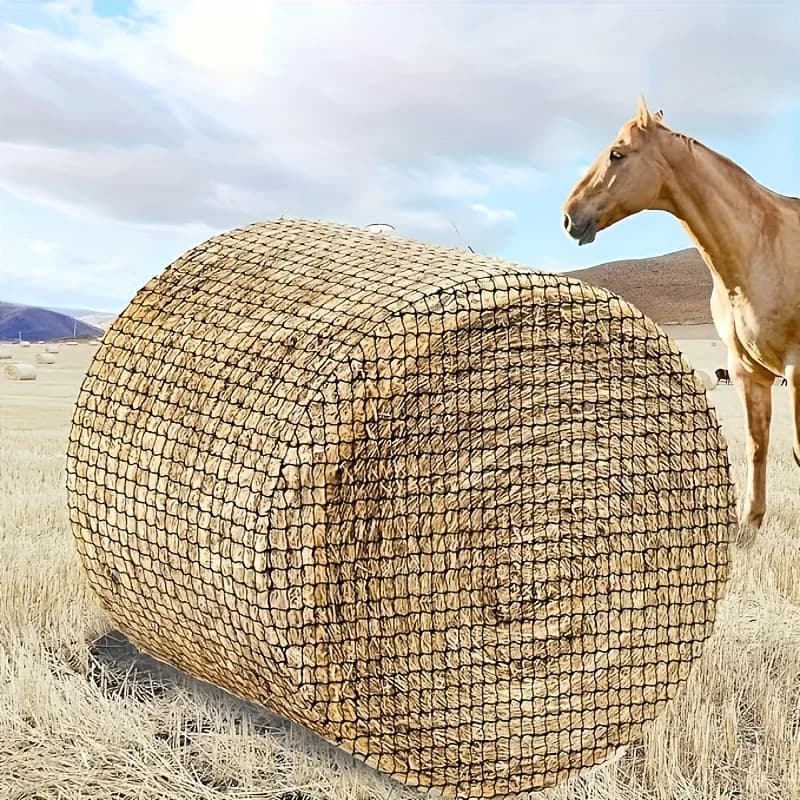 Filet à foin rond 5'x5', 1 pièce, conçu pour les chevaux, doté d'une conception sans nœuds pour une alimentation lente, convient pour le bétail