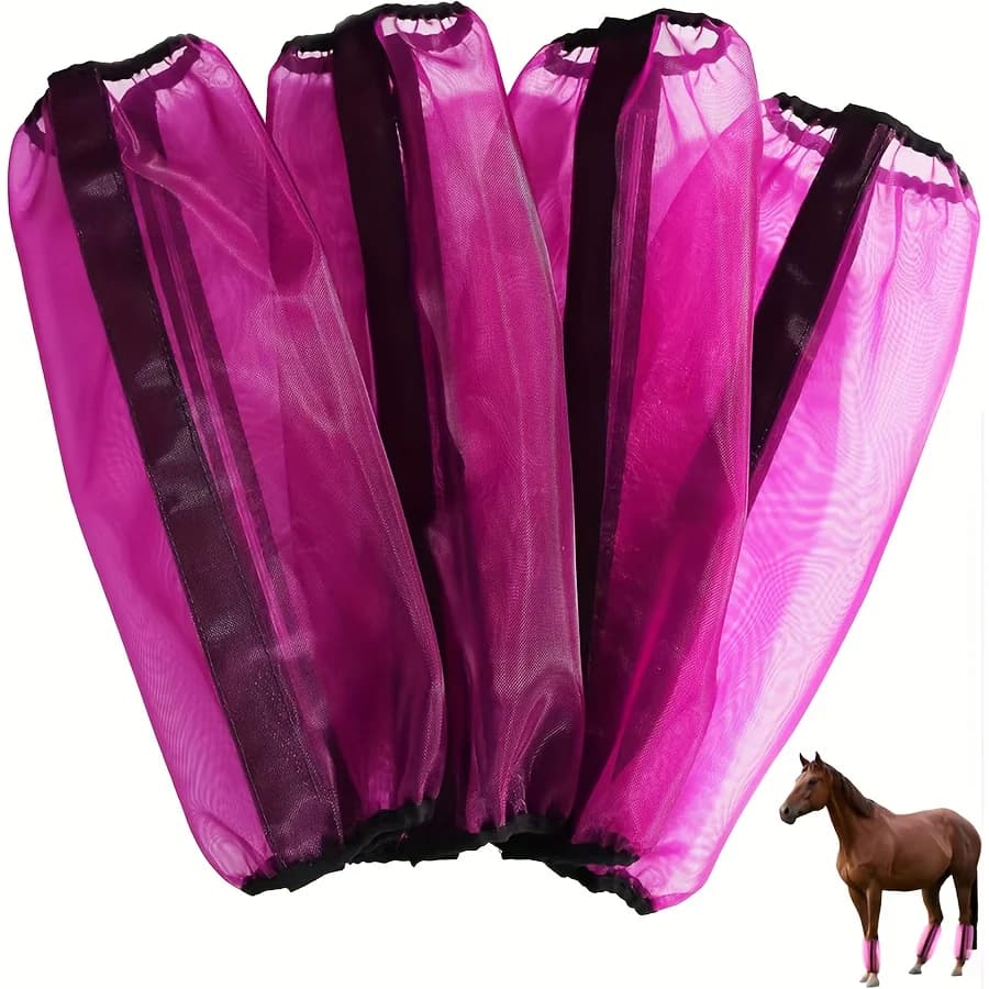 Lot de 4 protège-mouches pour chevaux, bandages respirants antidérapants en maille pour le confort et la protection contre les mouches et les