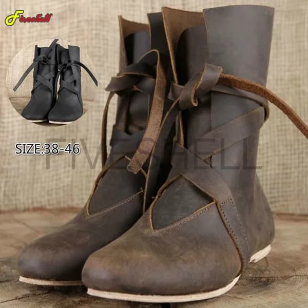 Chaussures simples à lacets pour femmes, princesse médiévale Noble, bottes en cuir de chevalier de carnaval, accessoire de Costume de Cosplay