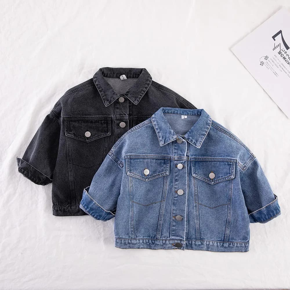 Manteau en denim à manches longues pour enfants, veste de poche, combfashion, décontracté, tout-petits, garçons, filles, enfants, automne,