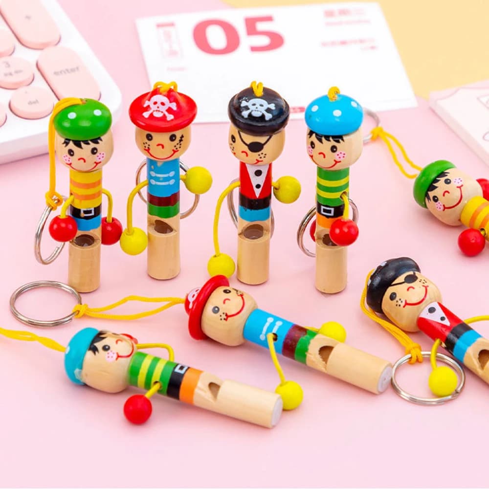12/30 pièces Mini sifflet de Pirate en bois jouet avec porte-clés enfants fête d'anniversaire cadeaux d'invité de mariage Souvenir Pinata cadeaux