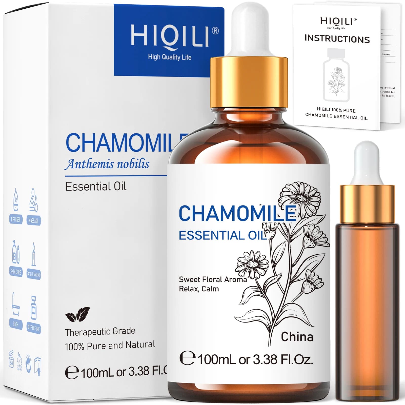 Huiles essentielles de camomille 100ML, huile florale 100% pure pour diffuseur, humidificateur, Massage, saint-valentin, cadeaux pour mère et père