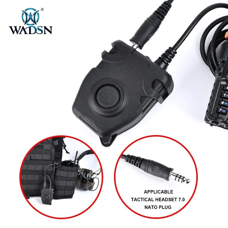 Wadsn DulPTT-Casque militaire à bouton poussoir, casque de sauna Comtact, téléphone avec Motorola MendIcom, prise Midland pour radio Baofeng