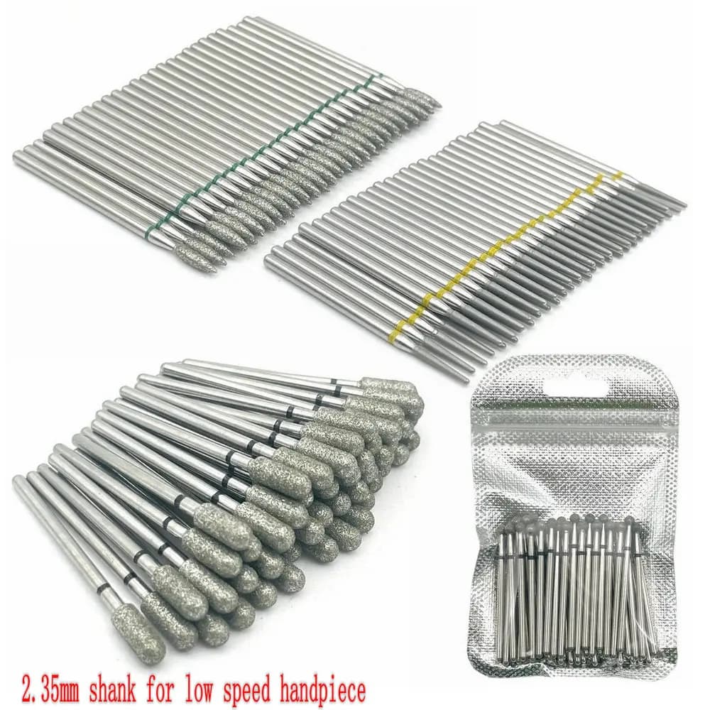 50 pcs/pack diamant fraise meulage forets dentaire diamant polisseuse HP 2.35mm diamant polisseuse ongles forets perceuse
