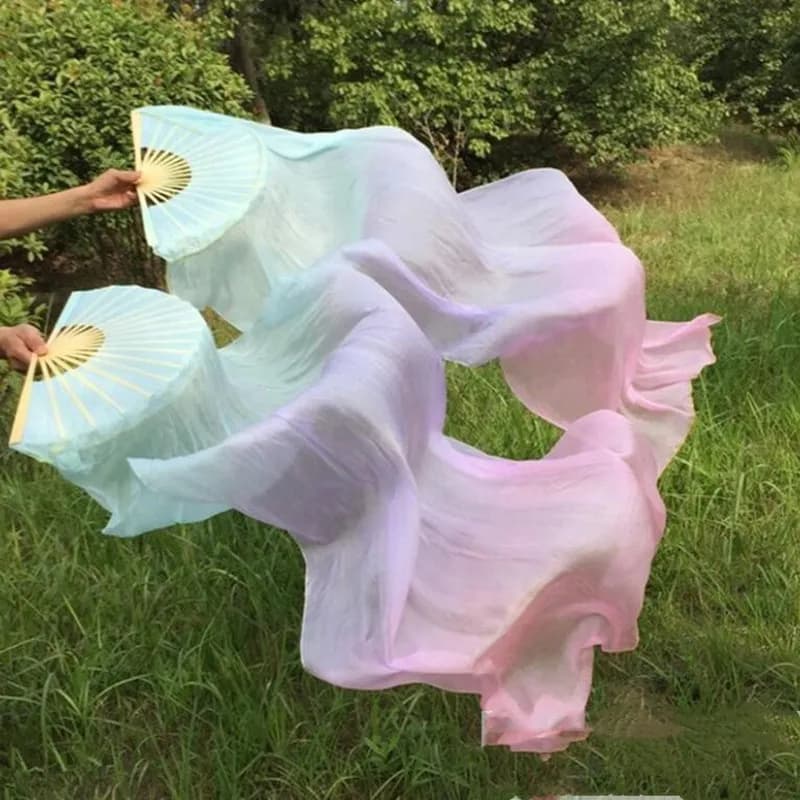 Personnalisé 1 paire (gauche + droite) 100% véritable soie danse du ventre ventilateur voile 1.8m bambou ventilateur pour enfants femmes nouveauté