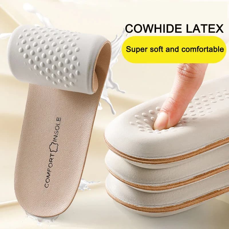 Semelles intérieures de sport en cuir et Latex, en cuir de vache, pour chaussures, Support de voûte plantaire, coussinets de chaussures, inserts de