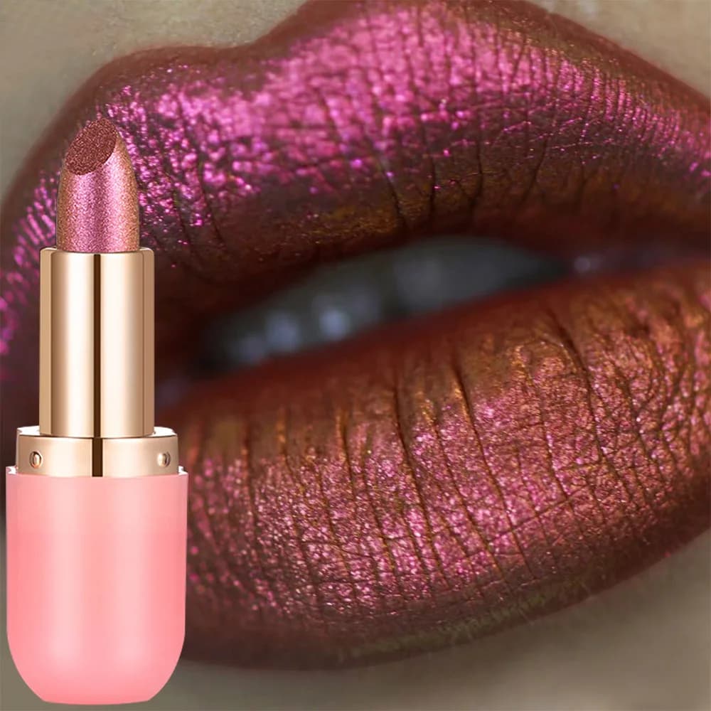 Rouge à lèvres caméléon Violet métallique, couleur changeante, mat, paillettes, diamant, imperméable, perle brillante, brillant, maquillage Sexy